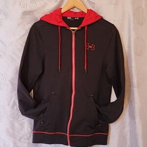 UNDER ARMOUR  Jacket Hooded Men’s Size Medium Black W/Red Reverse Stitch